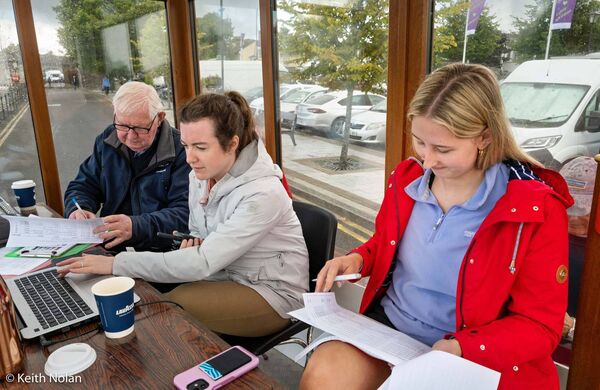 Gabriel Cox, Orna Gilhooley and Aoife Lowe at the Regatta Control Centre for the Carrick Regatta. Pic. Keith Nolan