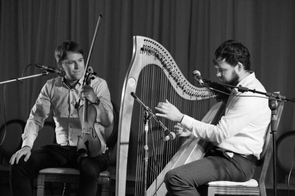 Pictured are musicians who performed at a special concert in memory of former committee member Arthur Boyle in Kilronan Castle Hotel and Spa following the official launch of the O’Carolan Harp Festival and Summer School on Monday night, July 29th. Picture: David Knight 