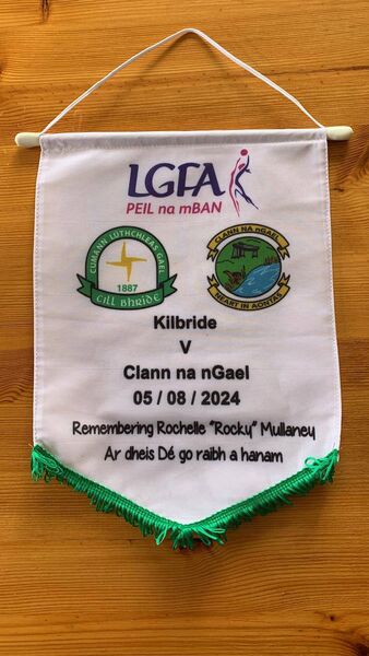 The pennant remembering the late Rochelle Mullaney.