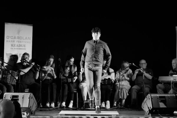 Fearghal McHugh taking part in the Door Dancing Competition at the O'Carolan Harp Festival and Summer School in Keadue. Pictured: David Knight Fearghal McHugh taking part in the Door Dancing Competition at the O'Carolan Harp Festival and Summer School in Keadue. Pictured: David Knight
