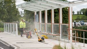 Works being carried out on newly opened bus-stop