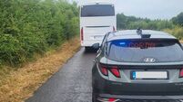 Bus stopped after caught speeding on wet County Roscommon road 