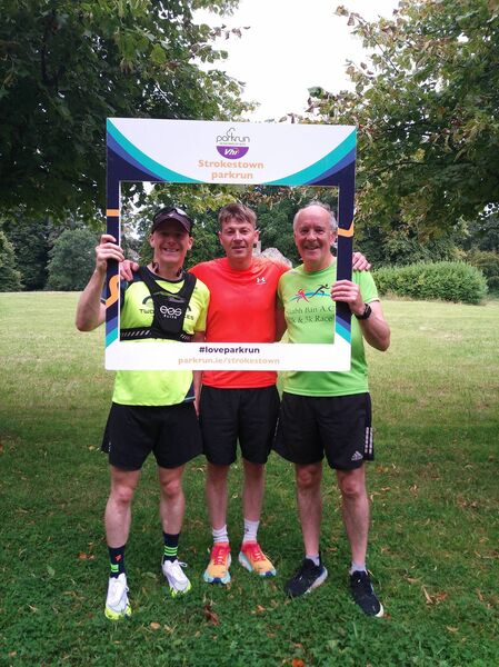 Cian Crosbie, Barry Lohan and Padraig Holmes after taking part in Strokestown parkrun last weekend. 