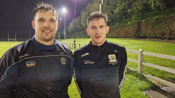 Denis Barron (right) was calmness personified in the Éire Óg defence against Fuerty. Denis Barron (right) was calmness personified in the Éire Óg defence against Fuerty.