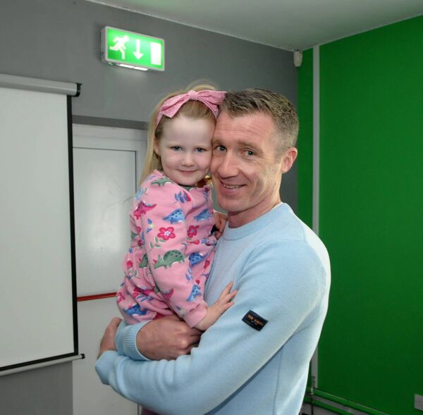 
                        Cathal Cregg with his daughter Fiadh at Ballinagare Health and Leisure Centre last weekend where celebrations marking 25 years open as a gym facility took place.Pic. Liam Reynolds 