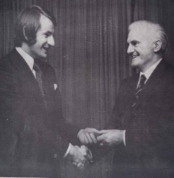 The late Adrian O'Sullivan receiving his 1972 Connacht senior football championship medal from Dr. Donal Keenan who trained the team. The late Adrian O'Sullivan receiving his 1972 Connacht senior football championship medal from Dr. Donal Keenan who trained the team.