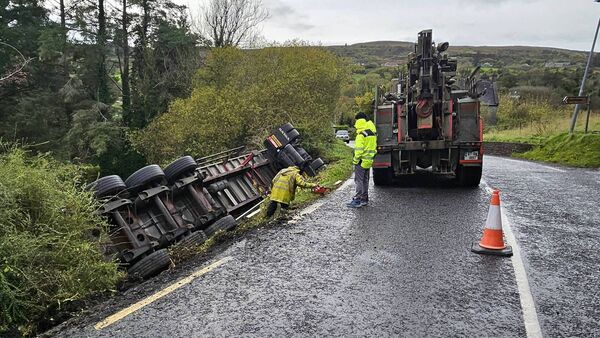 Truck goes off the road in County Roscommon