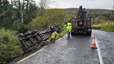 Truck goes off the road in County Roscommon
