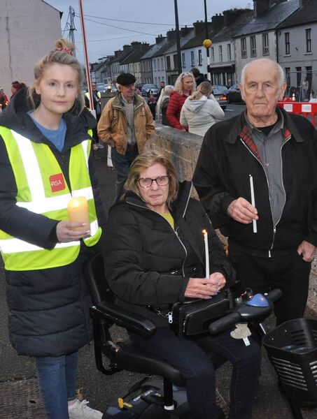 Deputy Claire Kerrane, Edith and Tom Forkin pictured in Ballaghaderreen on Sunday evening at a protest against the rise in crime and anti-social behaviour in Ballaghaderreen. Pic. Liam Reynolds Deputy Claire Kerrane, Edith and Tom Forkin pictured in Ballaghaderreen on Sunday evening at a protest against the rise in crime and anti-social behaviour in Ballaghaderreen. Pic. Liam Reynolds