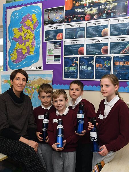 Second Class students from St Joseph’s NS, Leitrim Village pictured with Class teacher Catherine McGowan during a visit by Uisce Éireann to the school to celebrate Science Week. Pic: Gerard O’Loughlin