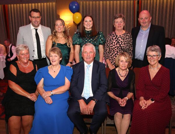 London GAA senior football manager Michael Maher, Éadaoin Maher, Tara McCloone, Margaret Colohan, and London GAA chairman John Doyle with front row Carmelita Winston, Anne McLoone, Master of Ceremony Pat Winston, Margo Feeney, and Brenda Hayes. Pic Lucia Butler London GAA senior football manager Michael Maher, Éadaoin Maher, Tara McCloone, Margaret Colohan, and London GAA chairman John Doyle with front row Carmelita Winston, Anne McLoone, Master of Ceremony Pat Winston, Margo Feeney, and Brenda Hayes. Pic Lucia Butler