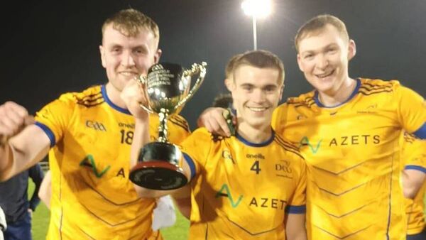 Roscommon club player celebrates silverware after Dublin college win