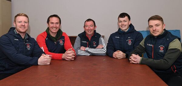 Pádraig Pearses management team: Cathal Óg Sullivan, Niall Finneran, Frank Canning, Colin Donoghue and Ross Munnelly. Pic: Gerard O’Loughlin