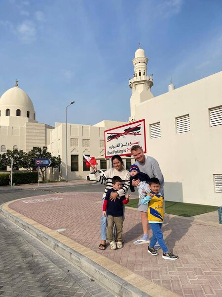 The Grogan family, Mike, Mary, Malaya Padraic and Miguel enjoying Christmas in Bahrain. 