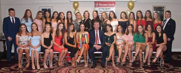 The Roscommon U-16 camogie panel, alongside their management team of Mary Grehan, Mairead O'Beirne and Paula Miley, at the 2019 Roscommon Herald/SuperValu Sportstar of the Year awards with special guest, Stephen Kenny. The team were crowned All-Ireland champions that year. Picture: Gerard O'Loughlin
