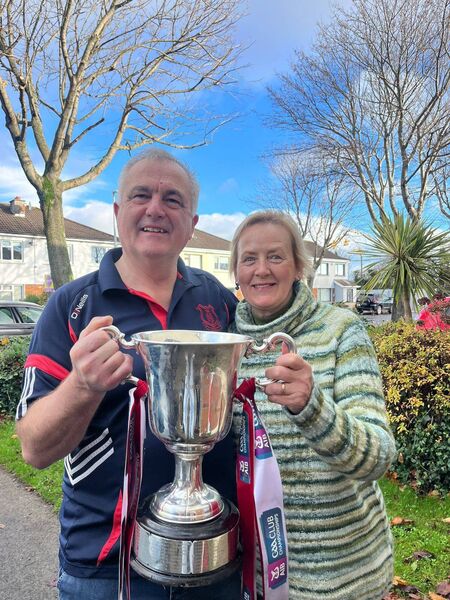 Gerry and his wife Anne pictured with the Leinster SFC club trophy.