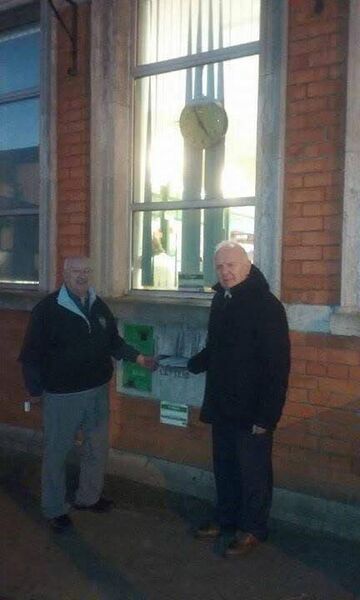 The late Tommy Bruen and Sean Browne pictured in November 2016 posting the very last letter at Castlerea Post Office. Pic: Sean Browne The late Tommy Bruen and Sean Browne pictured in November 2016 posting the very last letter at Castlerea Post Office. Pic: Sean Browne