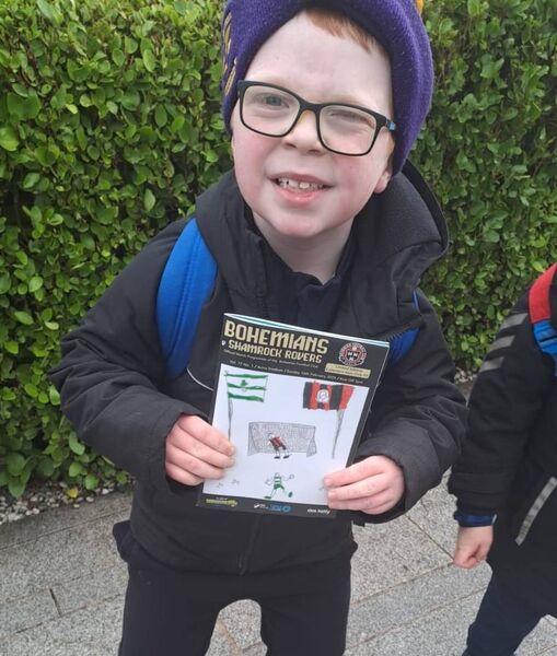 Conor Concannon from Roscommon Town with the match day programme containing his winning picture for the Bohemians v Shamrock Rovers game at the Aviva Stadium in Dublin. Conor Concannon from Roscommon Town with the match day programme containing his winning picture for the Bohemians v Shamrock Rovers game at the Aviva Stadium in Dublin.