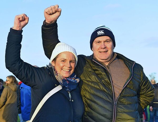 Sandra and Johnny McDermott, parents of Roscommon CBS midfielder Seán McDermott, toast Roscommon CBS' All-Ireland semi-final victory in Abbotstown. Sandra and Johnny McDermott, parents of Roscommon CBS midfielder Seán McDermott, toast Roscommon CBS' All-Ireland semi-final victory in Abbotstown.