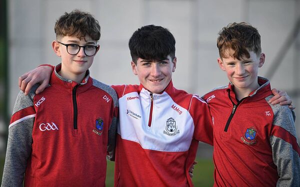 Dylan Nolan, Michael McGuinness and Aaron Forde supporting Roscommon CBS during their All-Ireland Colleges' Senior B football semi-final against St. Peter's, Dunboyne, in Abbotstown on Saturday. Dylan Nolan, Michael McGuinness and Aaron Forde supporting Roscommon CBS during their All-Ireland Colleges' Senior B football semi-final against St. Peter's, Dunboyne, in Abbotstown on Saturday.