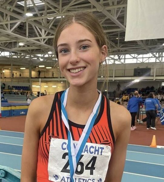Emily Clyne from Reeside AC who won gold in U-15 high jump at the Connacht Indoor Athletics Championships.