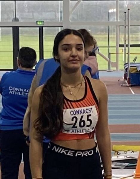Eva Lopez Fuertes claimed silver in the U-17 60 metres hurdles at the Connacht Indoor Athletics Championships.