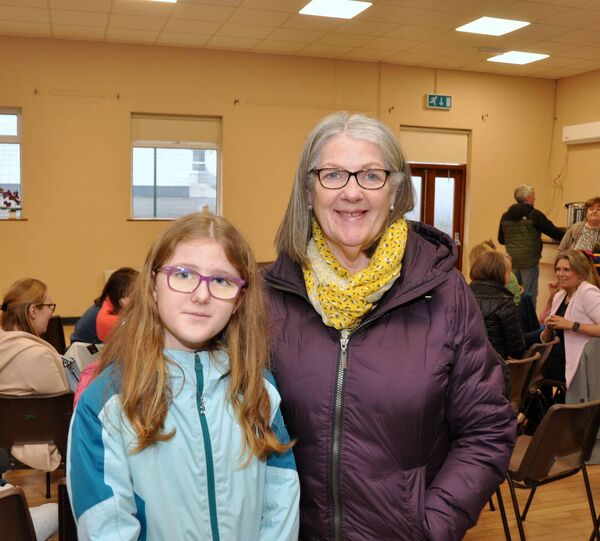 Kathleen Caulfield and Jennah Tracey, pictured at the recent Roscommon Credit Union schools’ quiz in Kilbride Community Centre. Pic: Liam Reynolds Kathleen Caulfield and Jennah Tracey, pictured at the recent Roscommon Credit Union schools’ quiz in Kilbride Community Centre. Pic: Liam Reynolds