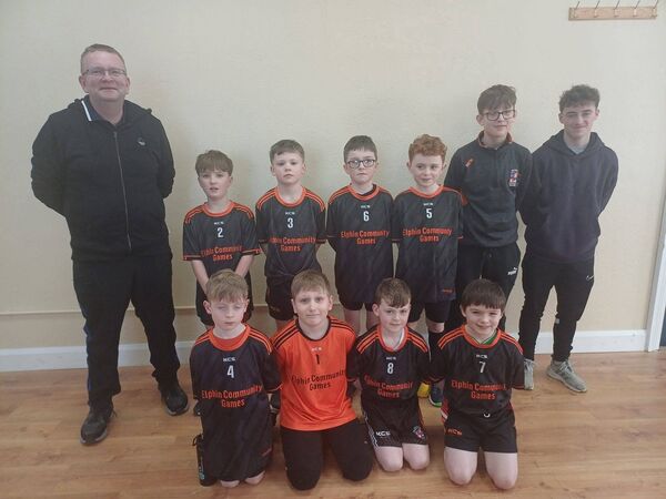 The Elphin U-10 boys indoor soccer team who play Kiltoom/Cam in a Community Games semi-final on Sunday, March 2nd in Strokestown Community Centre.