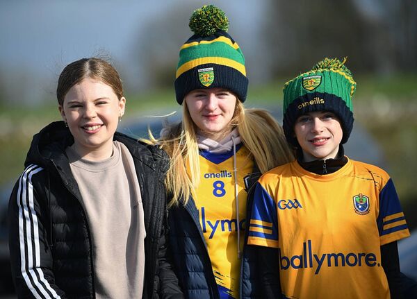 Roisín and Saoirse Brennan with Eirinn O’Brien getting behind the Roscommon intermediate ladies' football team against Donegal in Johnstown on Sunday last. Picture: Gerard O'Loughlin Roisín and Saoirse Brennan with Eirinn O’Brien getting behind the Roscommon intermediate ladies' football team against Donegal in Johnstown on Sunday last. Picture: Gerard O'Loughlin