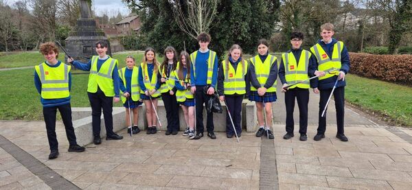 Students from Abbey Community College, Boyle giving a helping hand to Tidy Towns with a litter pick.