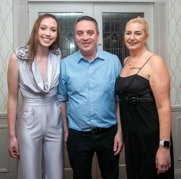Tara, Brendan and Rebecca Naughton at the recent St. Ciaran's Dinner Dance in the Abbey Hotel. Pic: Michelle Hughes Walsh 