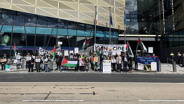 Protesters condemn ‘loans for genocide’ in Central Bank demo over Israel Bonds