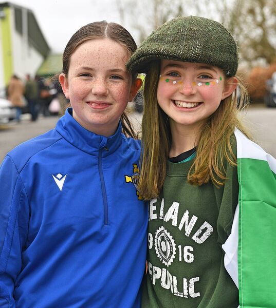 Aoibheann O’Driscoll and Sibéal Ní Mhainnín at the Lecarrow St. Patrick’s Day Parade. Pic: Gerard O’Loughlin