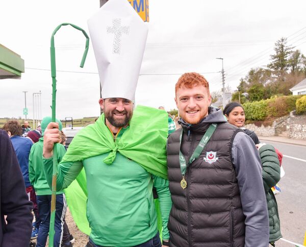 Roch Hanmore and James Bolger who led the Boyle St. Patrick's Day Parade. Pic: Enda Regan 