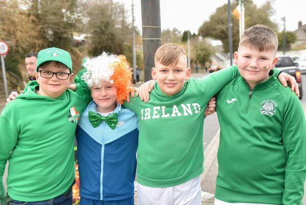 Fiachra Mulrennan, Finn O’Flathery, Oliver Pitko and Mason Deary who took part in the Boyle St. Patrick's Day Parade. Pic: Enda Regan 