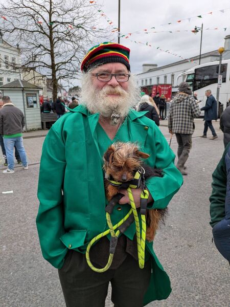 Joe Egan with his dog Gorgeous at the Ballaghaderreen St. Patrick's Day Parade. Pic: Liam Reynolds Joe Egan with his dog Gorgeous at the Ballaghaderreen St. Patrick's Day Parade. Pic: Liam Reynolds