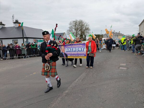 The late Cllr Anthony Waldron was remembered at the Ballintubber St. Patrick's Day parade. Pic: Liam Reynolds 