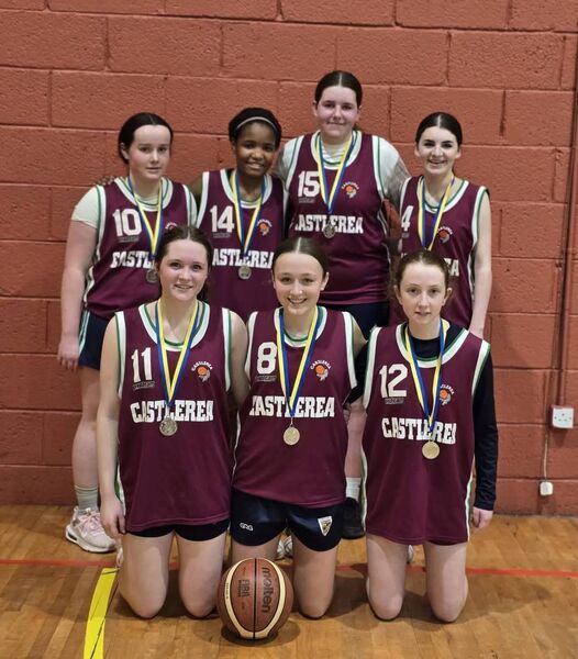 The U-16 girls' basketball team from Castlerea that won silver medals at the Community Games finals in Castlerea.