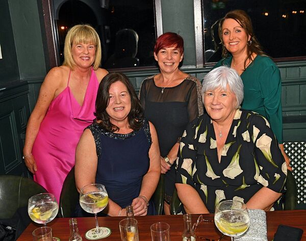 Rosie Dolan, Annette Harrington, Fiona Gavin, Marie Hyland and Annette Culleton at the recent Clann na nGael dinner sance in the Shamrock Lodge Hotel, Athlone. Pic: Gerard O'Loughlin 