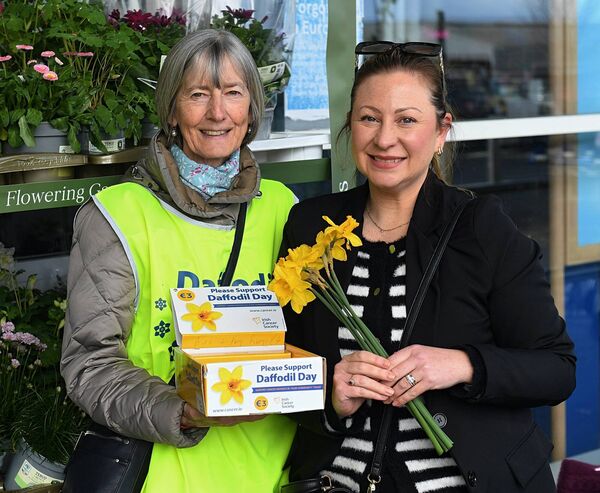 Anne Browne and Hayley Leech, Athleague, pictured outside Tesco, Roscommon on Daffodil Day in aid of the Irish Cancer Society on Friday last. Pic: Gerard O’Loughlin 