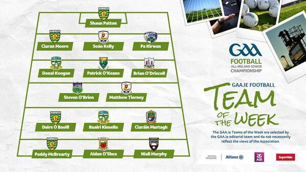 The GAA.ie Football Team of the Week. Graphic: GAA.ie The GAA.ie Football Team of the Week. Graphic: GAA.ie
