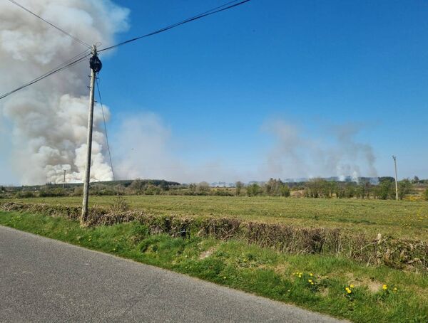 Smoke and flames from the fire in the Loughglynn area.