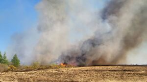 Firefighters continue to battle flames this evening 