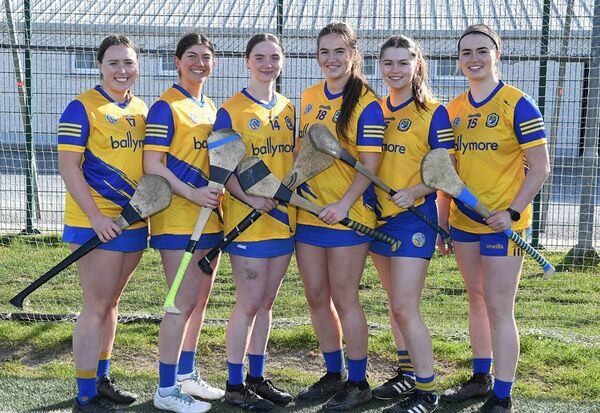 Defenders Shona Hanly, Michelle Rogers, Deborah Finneran, Charlotte Blackweir, Aideen O’Brien and Mairéad Lohan will be hoping to keep the Laois forwards at bay during Saturday's Division Three Camogie League final against Laois in Kinnegad. Pictures: Gerard O'Loughlin 