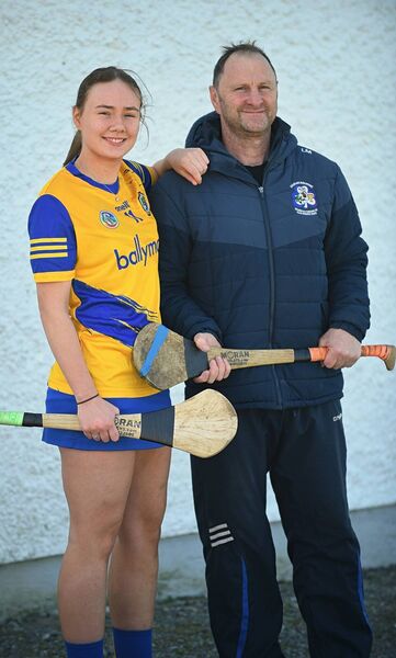 Roscommon selector Liam Murray with his daughter Hannah at training in Ballyforan ahead of Saturday's league final in Kinnegad. 
