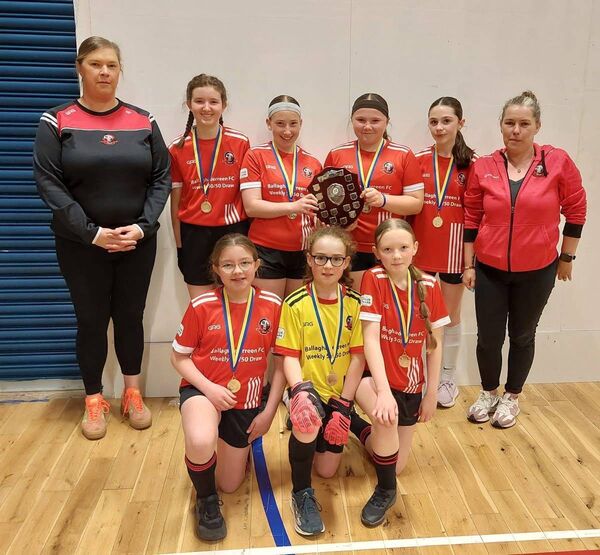 The U-13 girls’ Community Games Futsal team who were crowned county champions 2025 on Sunday last in The Hub in Castlerea. 