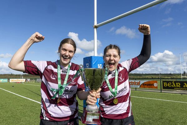 Creggs vice-captains, Isabelle Quinn and Jemima Adams Verling, celebrate their team's Connacht U-18 Cup success against Ballinasloe. Creggs vice-captains, Isabelle Quinn and Jemima Adams Verling, celebrate their team's Connacht U-18 Cup success against Ballinasloe.