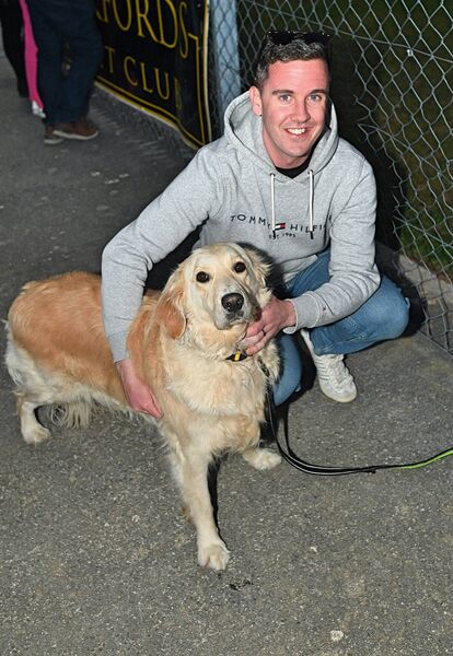 Paul Kenny, Oran, with his best friend Penny at last Friday evening's O'Rourke Cup game between Roscommon Gaels and Boyle in Lisnamult. Picture: Gerard O'Loughlin