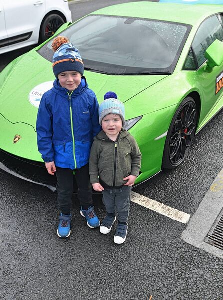 Pictured at the Bumblebee 1000 supercar road trip at Casey’s Roscommon were Rian and Caolán Lally, Roscommon Town. Pic: Gerard O’Loughlin