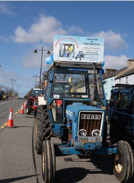The late Mick Kelly's tractor ready to lead the way. The late Mick Kelly's tractor ready to lead the way.